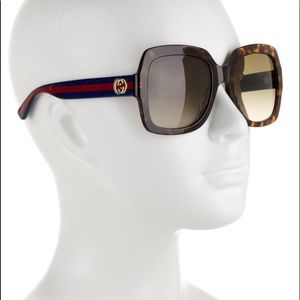Authentic Gucci Web trimmed Square Sunglasses.